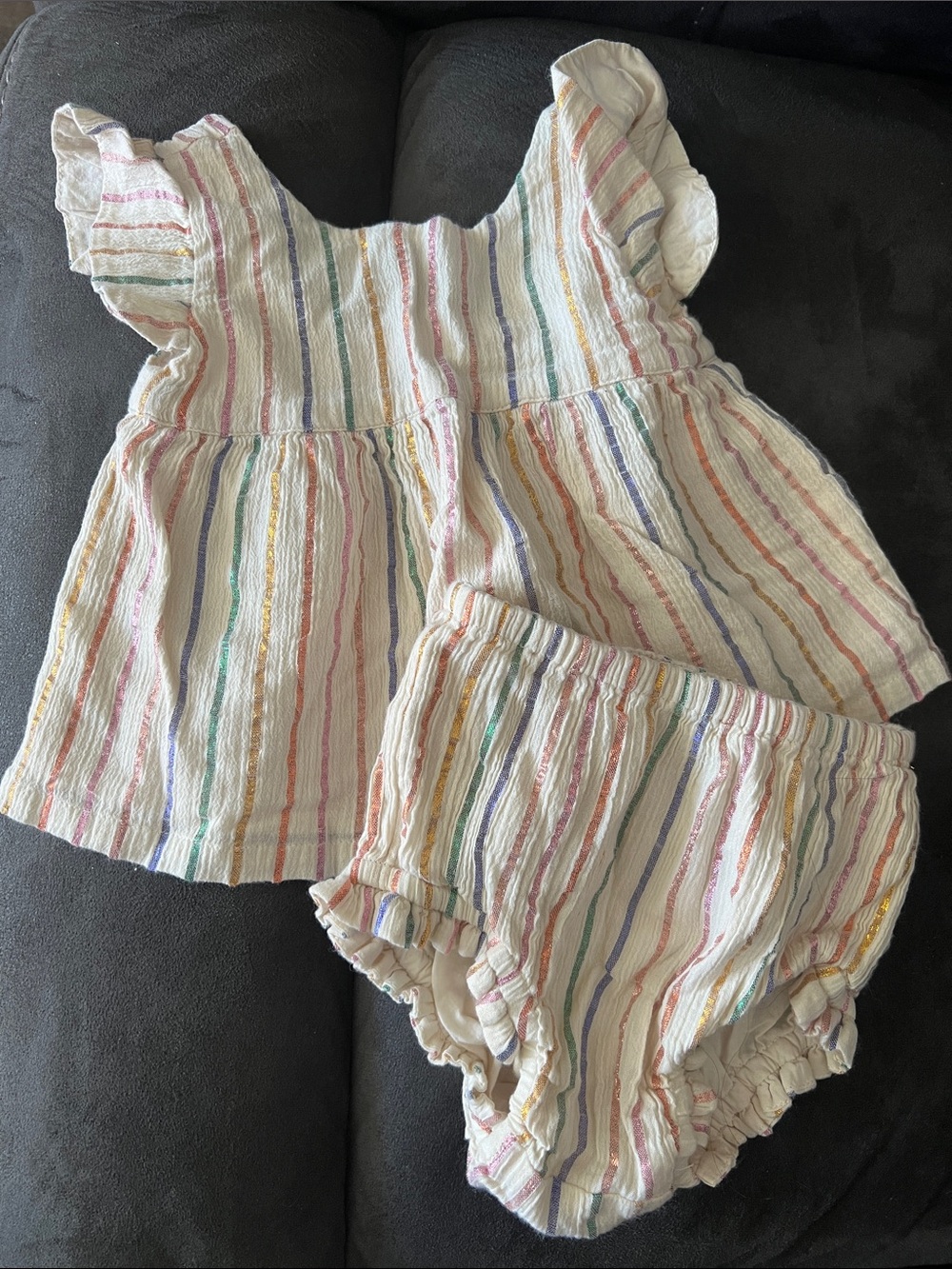 GAP White Two-Piece Multicolor Stripe Top and Bloomers